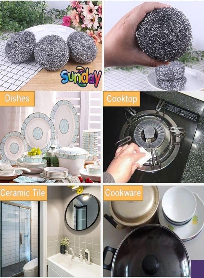 Sunday Premium Juna Stainless Steel Scrubber 18g Each-Pack of 12 - Heavy Duty Dishwash Scrubber for Kitchen, Utensils, Pots, Pans and Tiles Cleaning | Easy scouring for Tough Kitchen Cleaning - Image 4